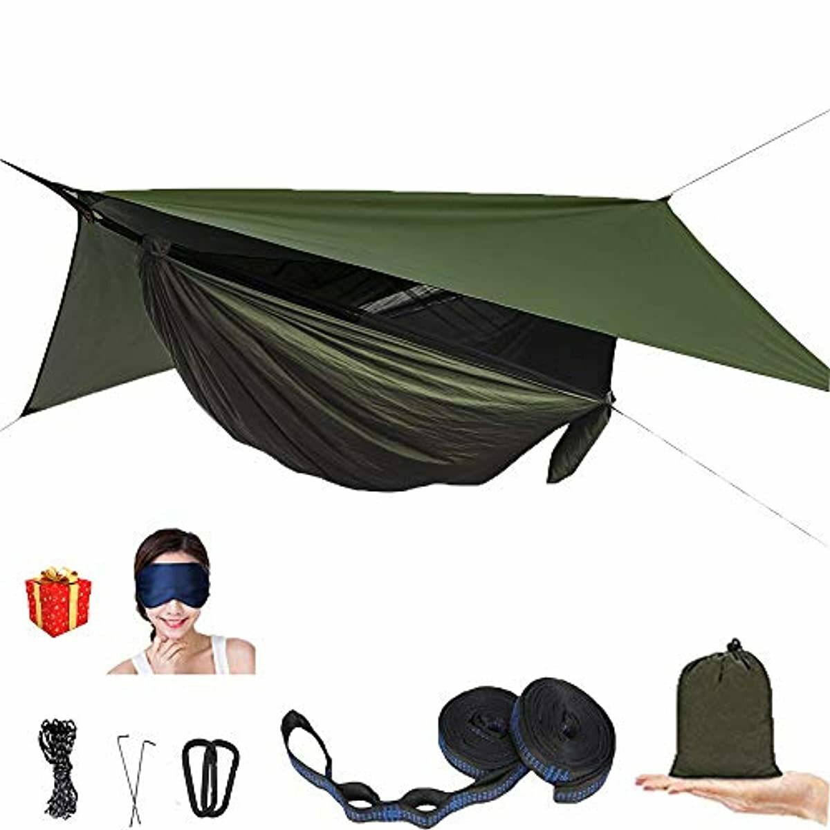 Camping Hammock with Mosquito Net and Rain Fly Backpacking 
