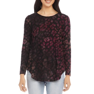 

Женская черная футболка-туника Karen Kane Burnout Tie-Dye  BHFO 8084, Berry mountain