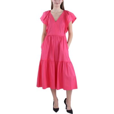 Женское миди-платье Vince Camuto с многоуровневым V-образным вырезом и развевающимися рукавами BHFO 9288