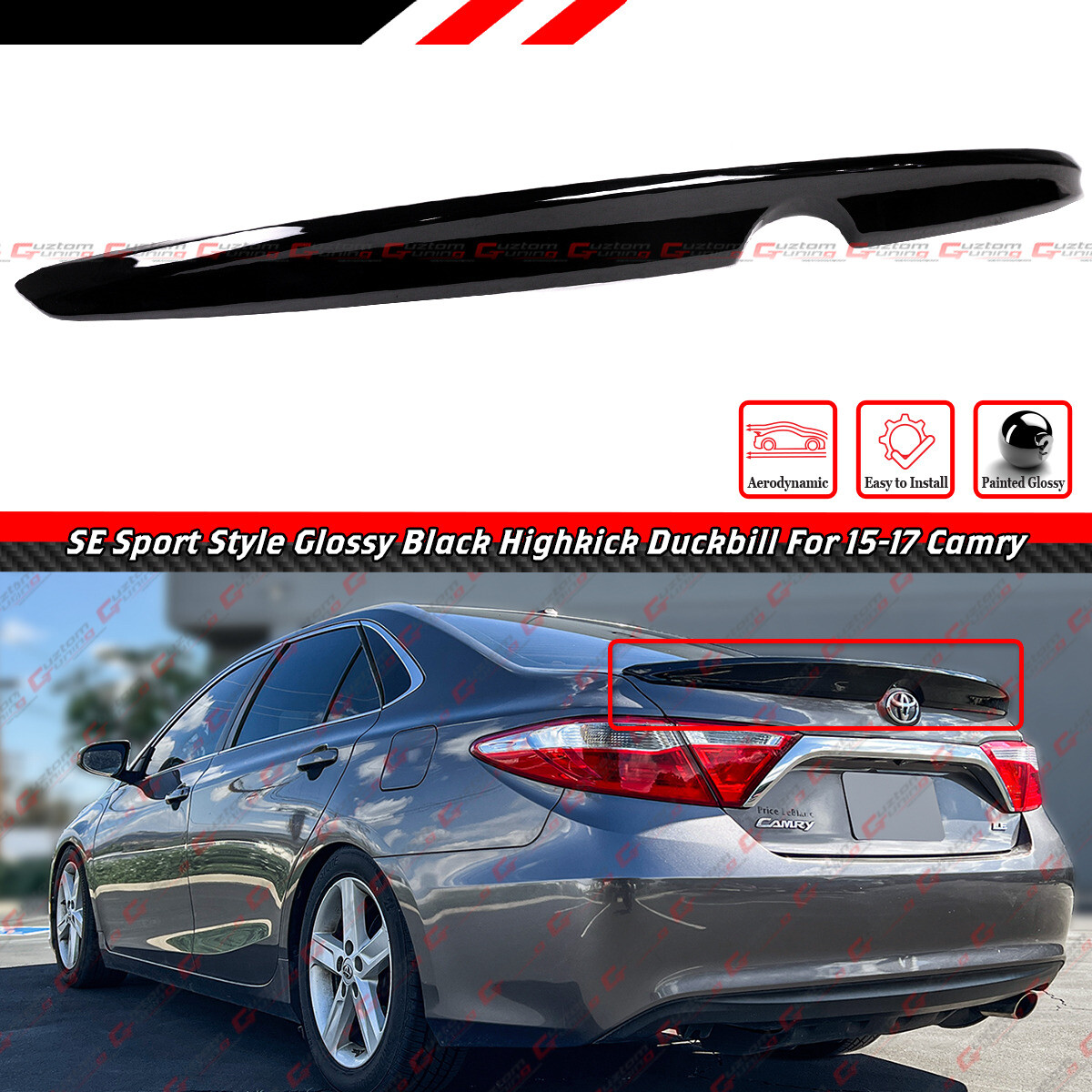 FOR 2015-2017 TOYOTA CAMRY SE XSE LE XLE JDM SPORT GLOSS BLACK TRUNK SPOILER LID