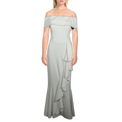 

Белое женское вечернее платье из крепа с открытыми плечами Betsy - Adam  BHFO 9531, Белый