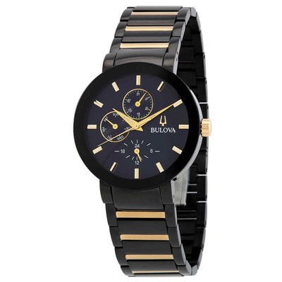 Современные кварцевые мужские часы Bulova с черным циферблатом 98C149