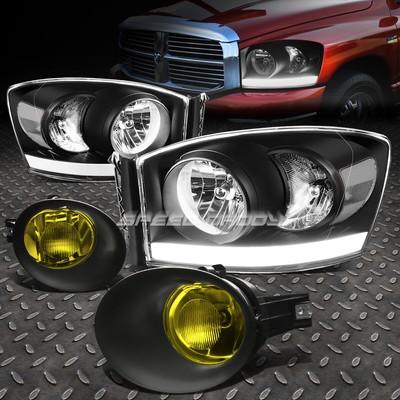 ЧЕРНАЯ ФАРА В КОРПУСЕ + ПРОЗРАЧНЫЙ УГОЛ + LED DRL + ЯНТАРНАЯ ПРОТИВОТУМАННАЯ ФАРА ДЛЯ 06-08 RAM DH/D1