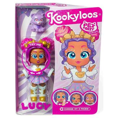 KookyLoos - Pet Party Doll - Lucy Girl Doll Playset Change My 3 Faces With Click
