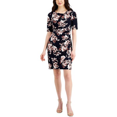 

Женское асимметричное платье-футляр до колен с цветочным принтом Connected Apparel Petites BHFO 5698, Rosewood