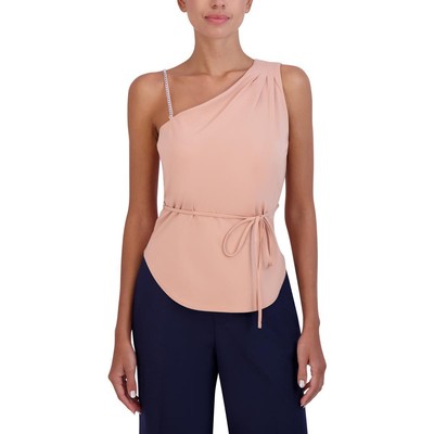 BCBGMAXAZRIA Женская розовая блузка-майка со сборкой на одном плече, топ XS BHFO 3841