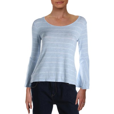 Красная модная женская футболка в синюю полоску с длинным рукавом Top XS BHFO 2511