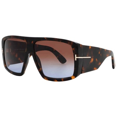 Pre-owned Tom Ford Raven Gradient Brown To Blue Browline Unisex Sunglasses Ft1036 56f 60 In Multi