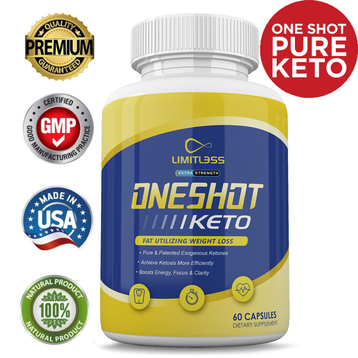 One Shot Keto Pills Limitless Oneshot Keto Capsules 1 Month Supply