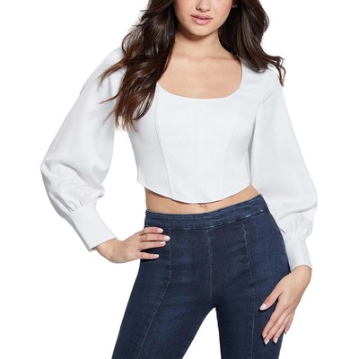 Женская укороченная рубашка-корсет Guess Womens Isabel из белого атласа XL BHFO 8228