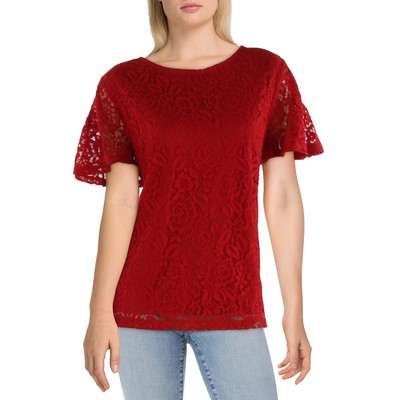 Liz Claiborne Женская красная кружевная легкая рубашка-блузка Top Petites PXL BHFO 6633