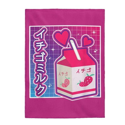 Strawberry Milk Carton Funny Retro 90s Japanese Kawaii Weeb Gift Plush Blanket