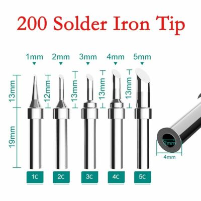 5pcs/set 200-1C/2C/3C/4C/5C Series Soldering Iron Tips For 203 soldering station