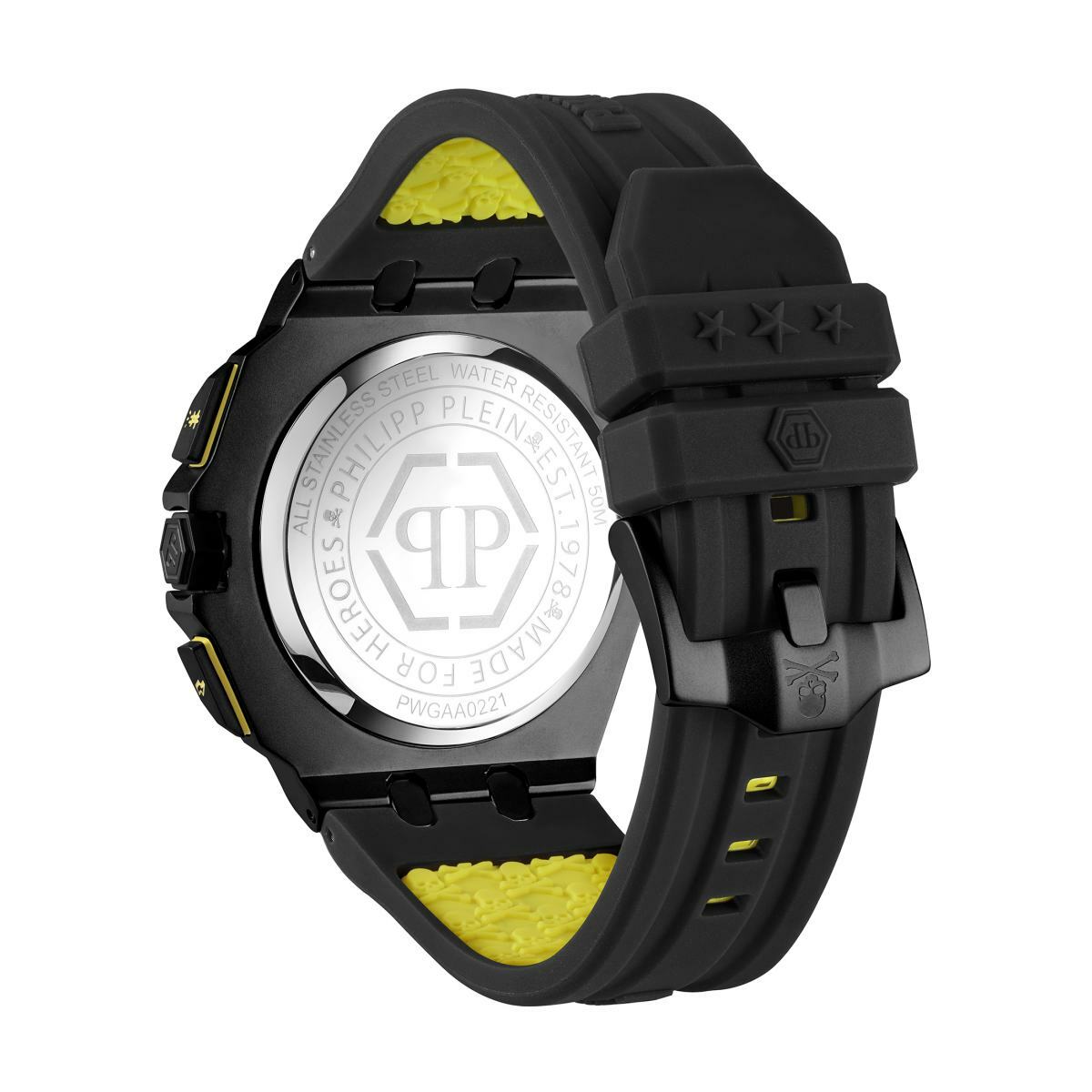 Pre-owned Philipp Plein Men's Watch Chrono Quartz Plein Extreme Black Pwgaa0221 Silicone