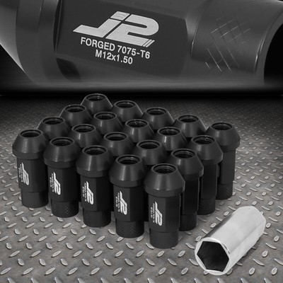 J2 ENGINEERING 7075 АЛЮМИНИЙ M12X1.5 20ШТ 50 ММ ГАЙКА С ОТКРЫТЫМ НАКОНЕЧНИКОМ + АДАПТЕР ЧЕРНЫЙ