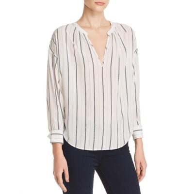 

Joie Womens Black-Ivory Striped V-образным вырезом Рубашка Блузка Top  BHFO 5339, Porcelain