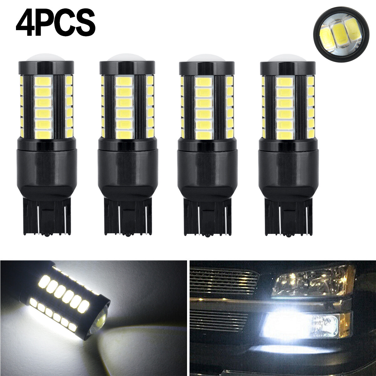 4x 7443 7440 LED Rear Turn Signal Light White Bulb for Toyota Accord Civic Honda