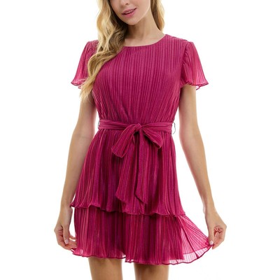 Женское розовое мини-платье с металлическим отливом City Studios для юниорок S BHFO 9407