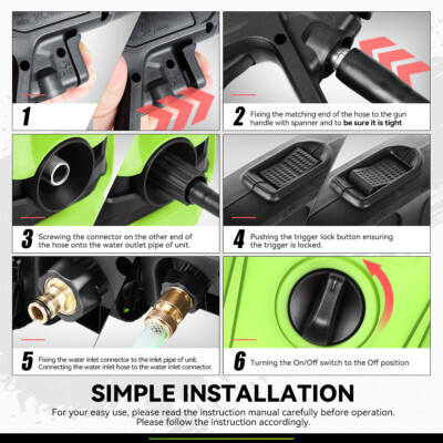 1813 PSI 1.45GPM High Pressure Power Washer Portable Electric Cleaner Machine