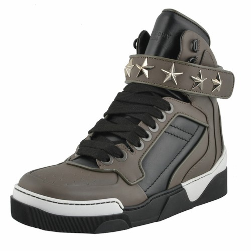 Givenchy Men's Gray Leather Hi Top Fashion Sneakers Shoes Sz