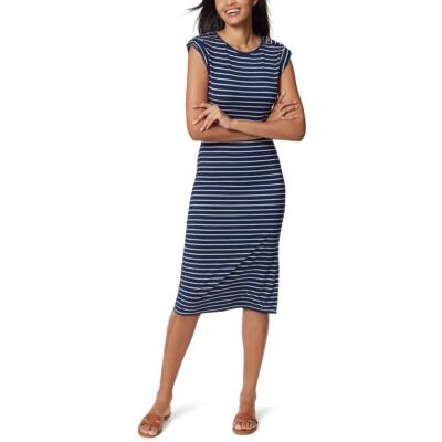 

Anne Klein Sport Womens Enola Полосатое длинное повседневное платье-футболка BHFO 0860, Ember stripe