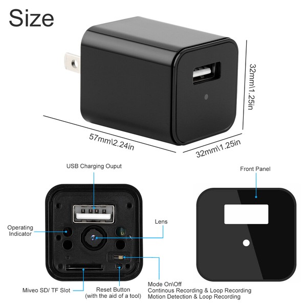 Mini Camera 1080P HD USB Charger Adapter Motion Detection DVR Home Security Cam - Image 12