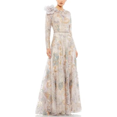 Mac Duggal Womens Purple Metallic Sequined Evening Dress Gown 10 BHFO 1194
