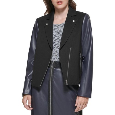 

DKNY Женская черная весенняя модная мотоциклетная куртка из искусственной кожи  BHFO 2086, Black/navy, P1LCFK92