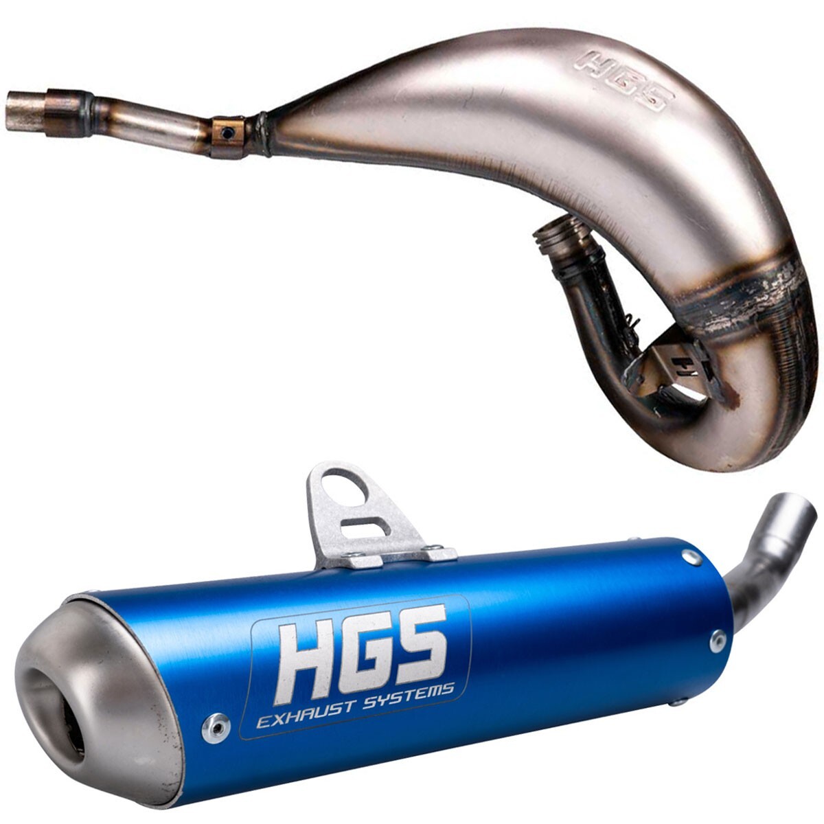 HGS Exhaust Yamaha YZ 125 Front Header + Blue Tail Pipe