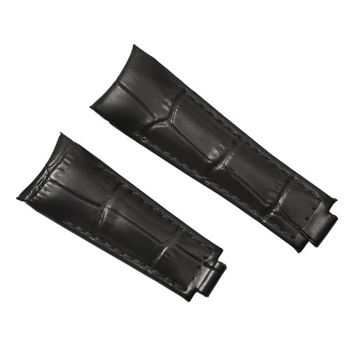 20MM CURVED LEATHER STRAP BAND FOR ROLEX DAYTONA 16518 16519 116518 116519 BLACK