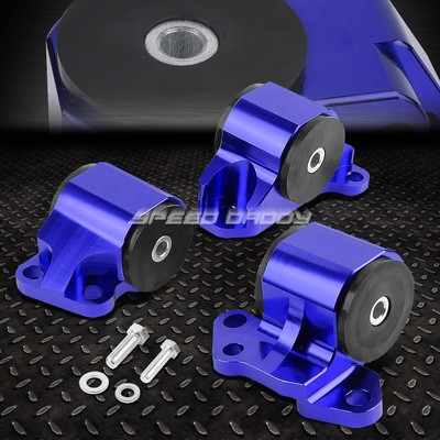 КОМПЛЕКТ КРЕПЛЕНИЯ ДВИГАТЕЛЯ ИЗ АЛЮМИНИЕВОЙ ЗАГОТОВКИ НА 2 БОЛТА, EG EH / DC D15 / D16 B16 / B18, СМЕННЫЙ ДВИГАТЕЛЬ, СИНИЙ