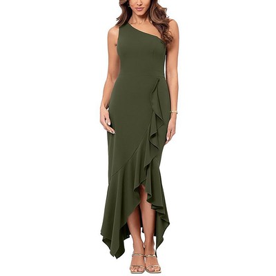 Женское вечернее платье Xscape для коктейлей и вечеринок с высокой посадкой и зеленой вставкой 14 BHFO 0159