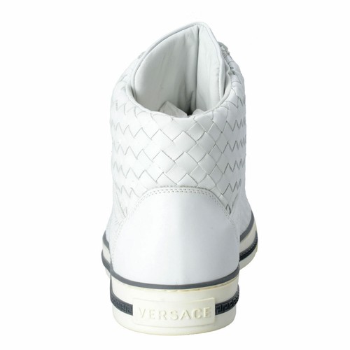 Pre-owned Versace Gianni  Men's Leather Hi Top Sneakers Shoes 10 10.5 11 11.5 12 13 14 15 In White