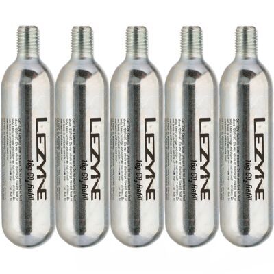 Резьбовой CO2-картридж Lezyne емкостью 16 Г - Серебристый, 5 упаковок, Один размер