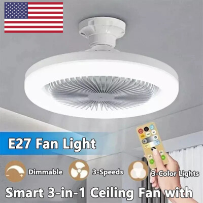 E27 Adjustable Modern Led Ceiling Fan with Light Bedroom Living Room Fan Lamp~