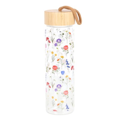 Something Different Wildflower Glass Bamboo Water Bottle (SD5407)
