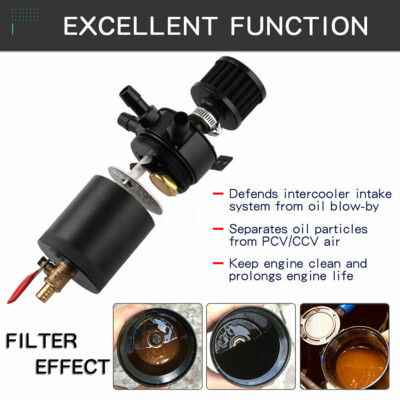 3-Port Oil Catch Can Tank Reservoir Air-Oil Separator Racing Baffled Aluminum