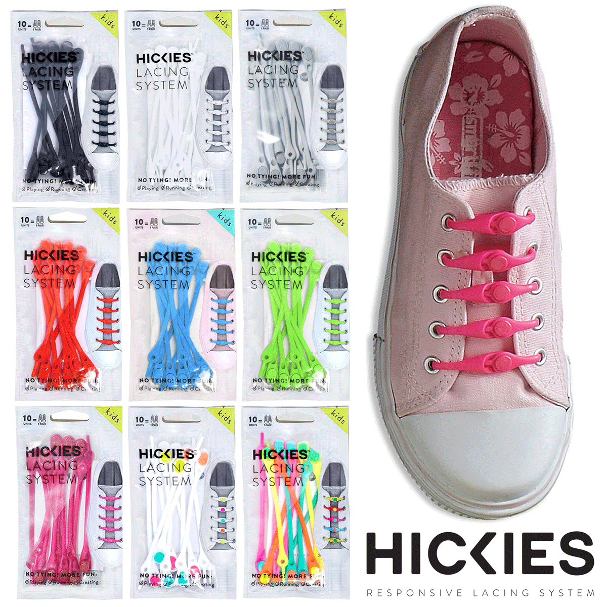 Hickies 2.0 Kids Shoe Laces x10 -No Tie 