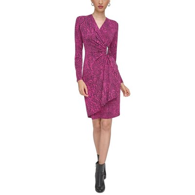 Женское фиолетовое мини-платье Calvin Klein длиной выше колена с присборкой 4 BHFO 6331