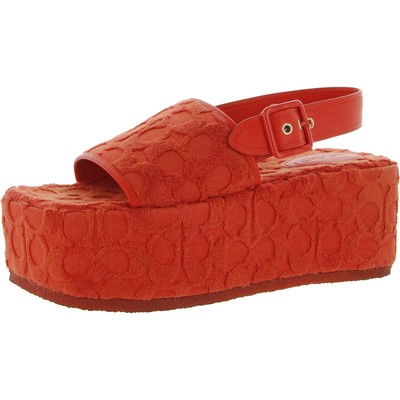 

Coach Womens Noelle Orange Platform Sandals Shoes 9 Medium (B,M) BHFO 1750, Red/orange