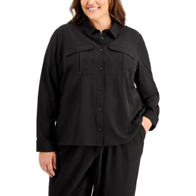 

Calvin Klein Womens Solid Work Office Wear Куртка на пуговицах Plus BHFO 1365, Черный
