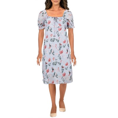 

Женский дневной сарафан Lucy Paris Aitana синий с цветочным принтом и оборками  BHFO 5100, Blue floral