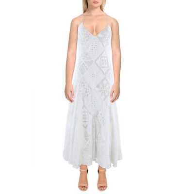 

Женское льняное кружевное свадебное платье миди Polo Ralph Lauren BHFO 6301, Белый