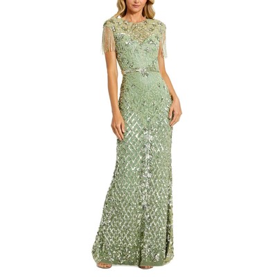 Женское зеленое вечернее платье Mac Duggal с украшением 14 BHFO 5738