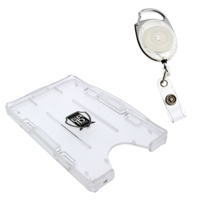 Multi Card ID Holder (Vertical or Horizontal) & Retractable Carabiner Badge Reel