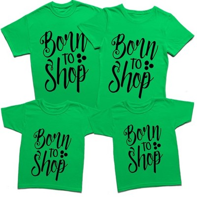 Maglietta Merry Christmas Born To Shop Babbo Natale Funny Family Matching #MC