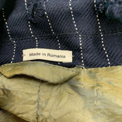 Pre-owned Acne Studios Pinstripe Distressed Oversized Suit Jacket Men's Size M/l Navy Blue