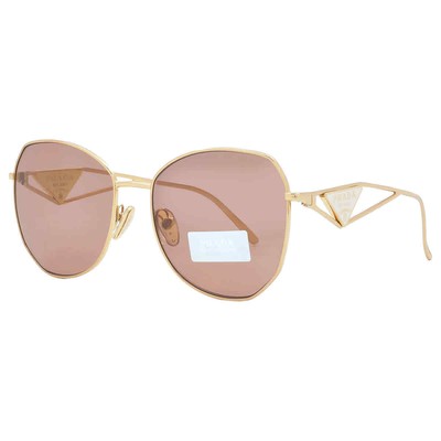 Pre-owned Prada Light Brown Irregular Ladies Sunglasses Pr 57ys 5ak10d 57 Pr 57ys 5ak10d