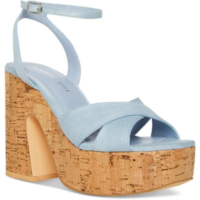 Madden Girl / женские синие парусиновые туфли на блочном каблуке RIIO 6 среднего размера (B, M) BHFO 4594