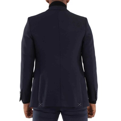 Pre-owned Burberry Wool Silk Blend English Fit Tailored Blazer Jacket In Blue